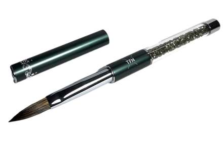 TFN Acryl penseel nr 8 plat groen met zilveren strass combi haren